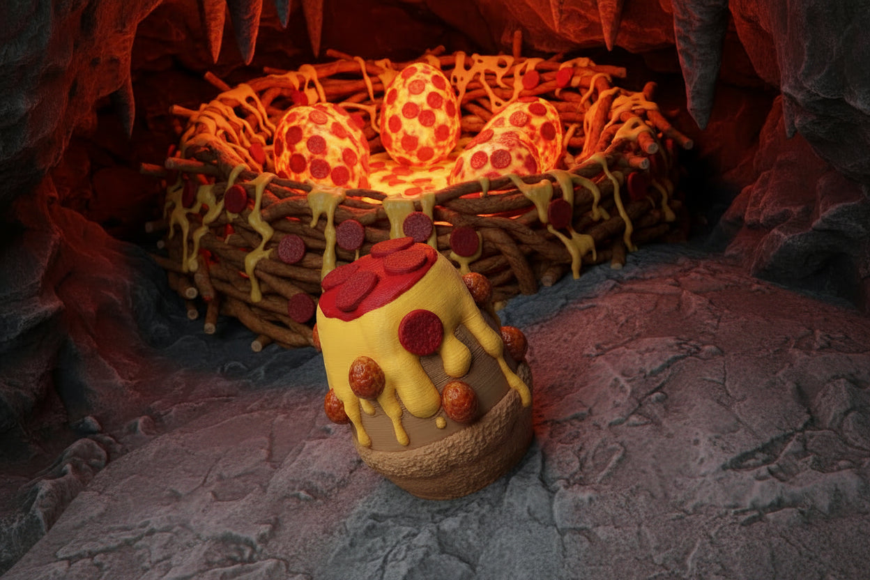 The Baby pizza dragon with egg